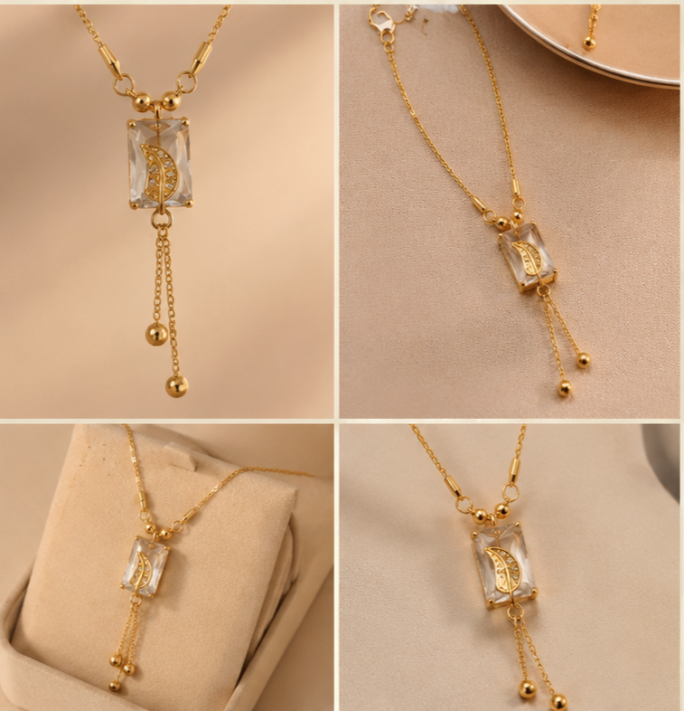 Moon Drop Gold Chain Necklace for Women | 99 Jewells